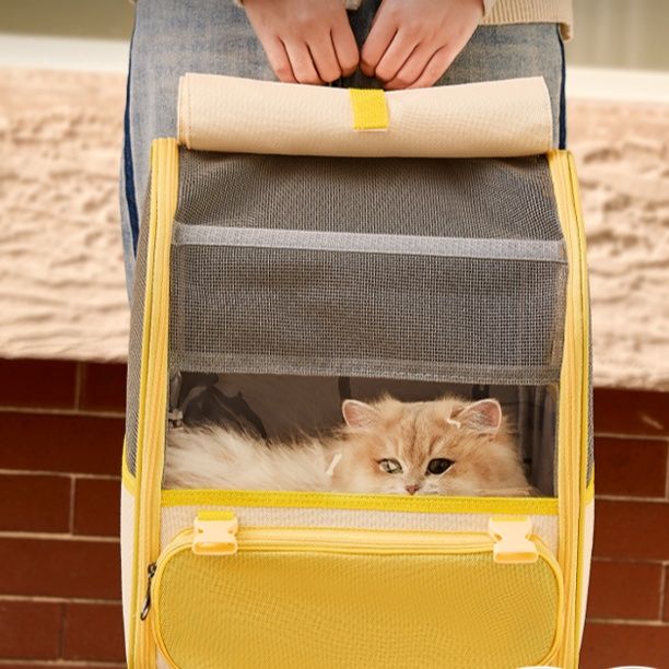 ペット キャリー 猫用広々通気リュック型ペットキャリー