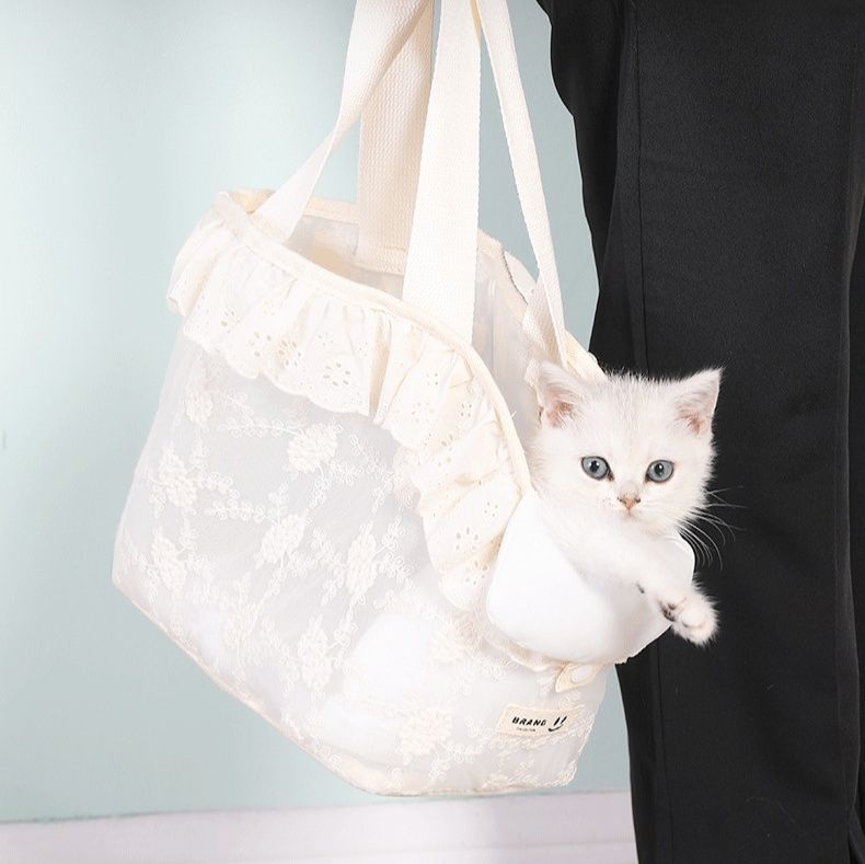 ペット キャリー 猫用レース模様のおしゃれ猫用お出かけバッグ