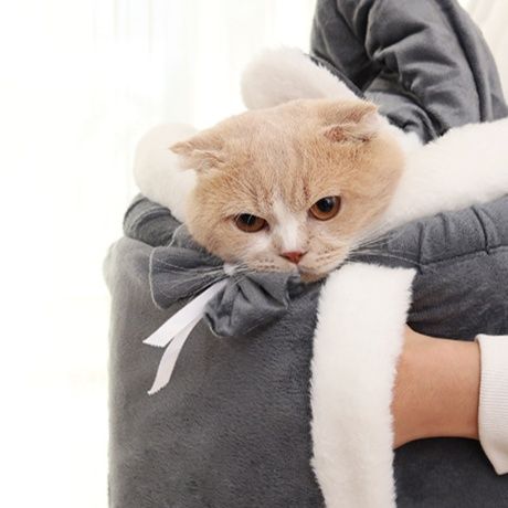 ペット キャリー 猫用もこもこ猫耳保温おでかけバッグ