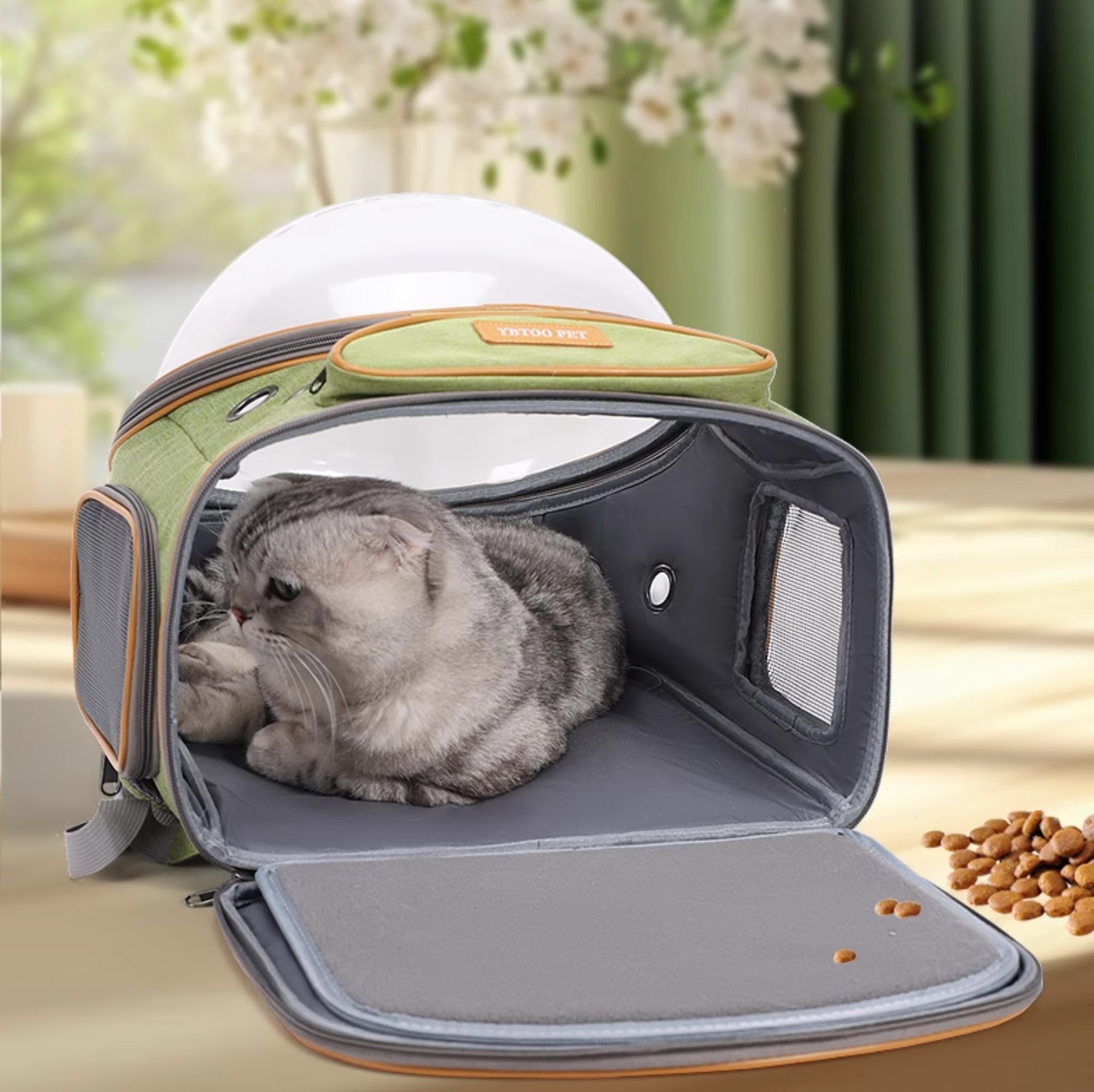ペット キャリー 宇宙カプセル風 猫用透明窓キャリー