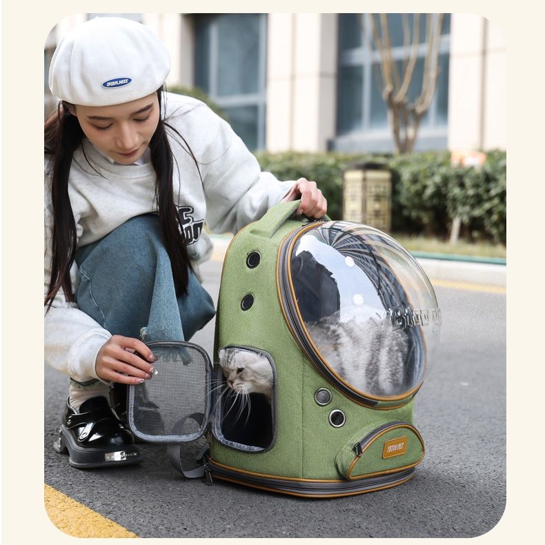 ペット キャリー 宇宙カプセル風 猫用透明窓キャリー