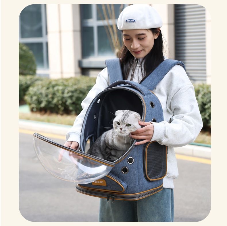 ペット キャリー 宇宙カプセル風 猫用透明窓キャリー