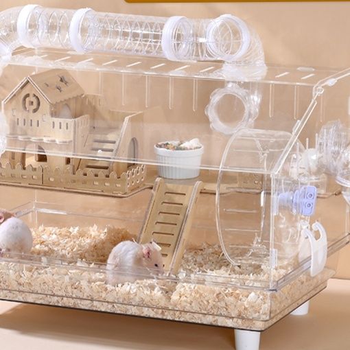 ペット キャリー 透明多階層豪華ハムスター飼育ケージセット