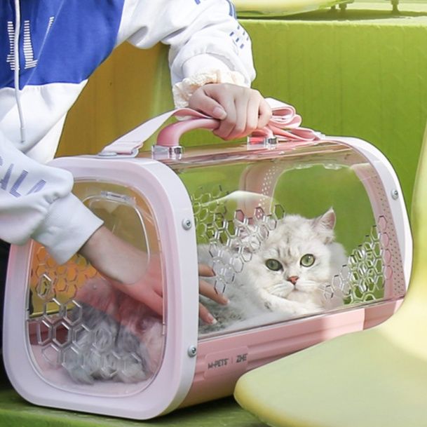 ペット 透明窓付き猫用移動キャリーバッグ