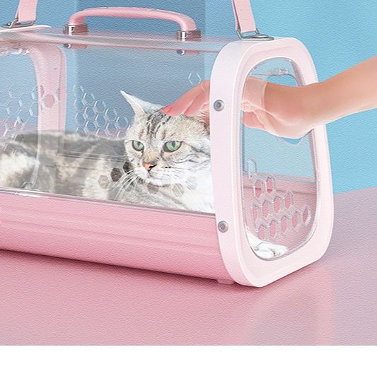 ペット 透明窓付き猫用移動キャリーバッグ