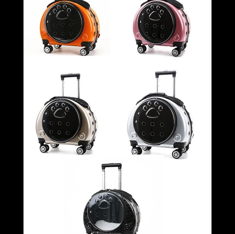 ペット キャリー 多機能キャスター付き肉球窓デザイン移動用バッグ