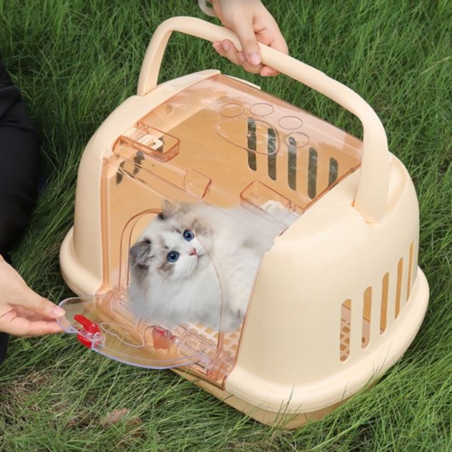 ペット キャリー 透明窓付き愛猫専用航空箱型運搬籠