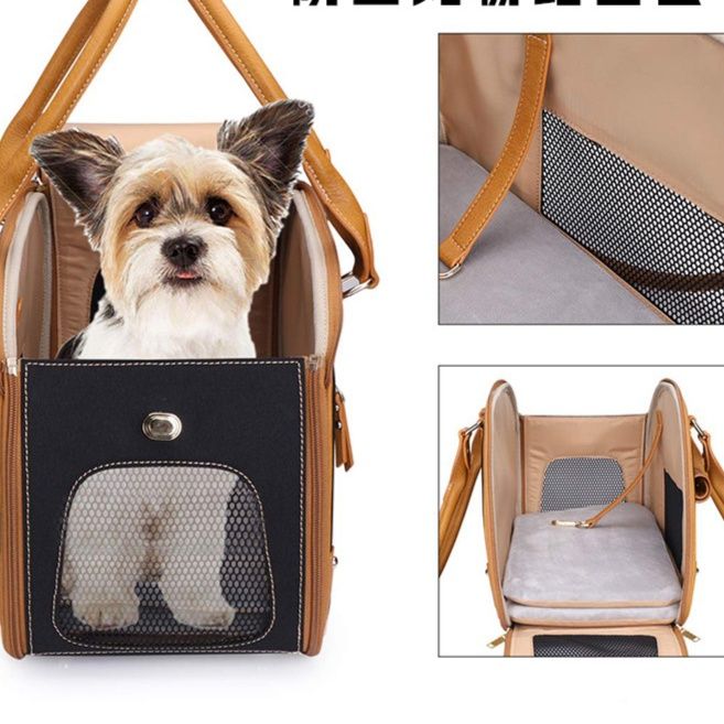 ペット キャリー 小型犬用高級感メッシュ窓付き持ち運びバッグ