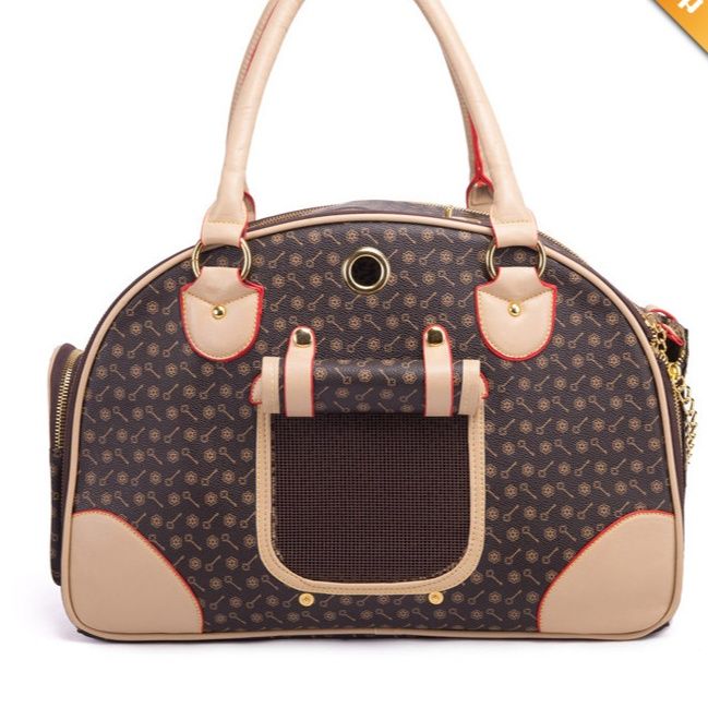 ペット キャリー 高級感溢れる格子柄携帯用犬鞄