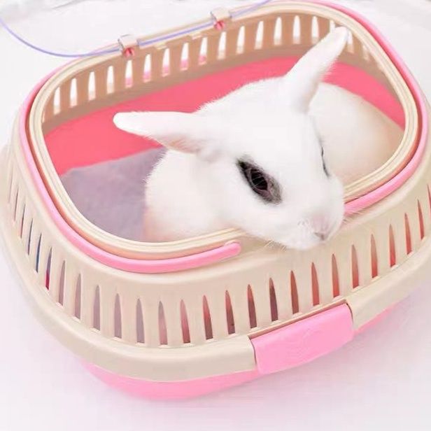 ペットキャリーうさぎ透明天窓付き小動物用通気性携帯キャリーケース