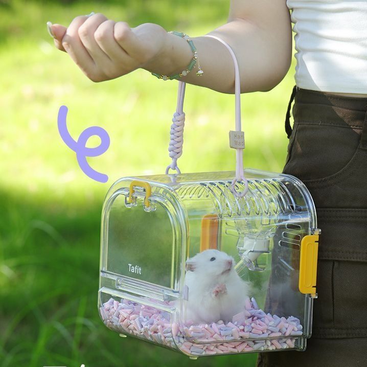 ペットキャリーハムスター透明二階建てハムスター用お出かけキャリーケース