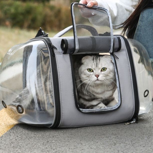 ペット キャリー 透明窓付き拡張式ペット キャリー猫用バッグ 猫