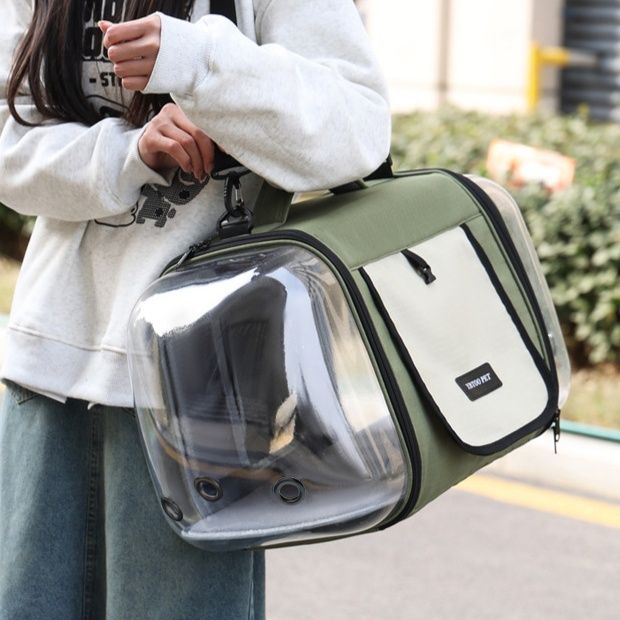 ペット キャリー 透明窓付き拡張式ペット キャリー猫用バッグ 猫