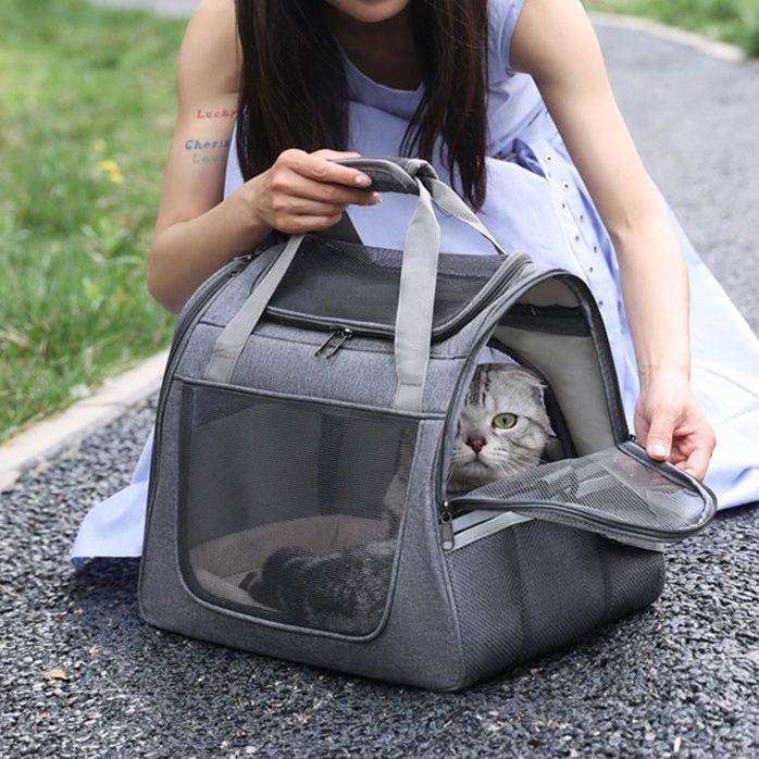 ペット キャリー猫 通気性抜群メッシュ窓付き猫用ソフトキャリーバッグ