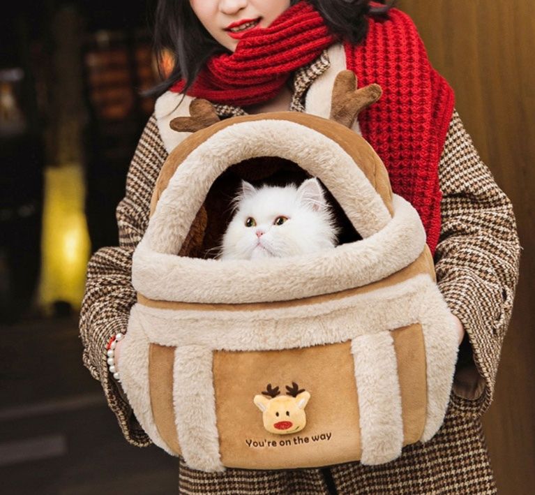  もふもふトナカイ抱っこ猫用ペットキャリー