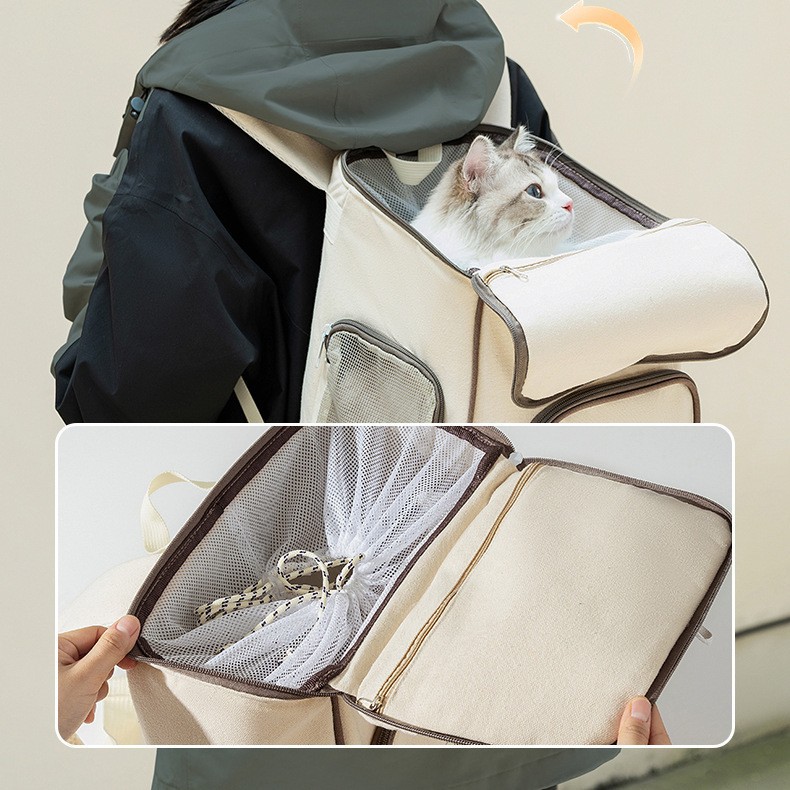 ペット  前抱き式透明窓付きペットキャリーリュック