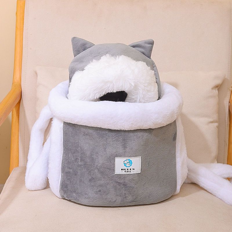 ペット キャリー 猫用もこもこ猫耳保温おでかけバッグ