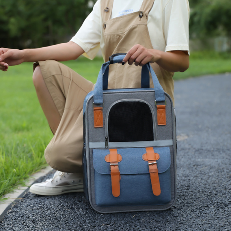 ペット キャリー おしゃれな革風留め具付き猫用持ち運び鞄