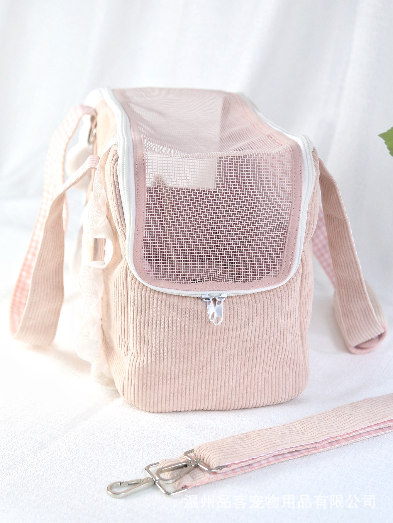 ペット 姫系リボン刺繍コーデュロイペットキャリー