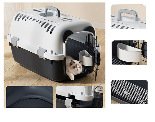 ペット キャリー 猫用ペットキャリー 上開き扉付き 通気性抜群運搬ケース