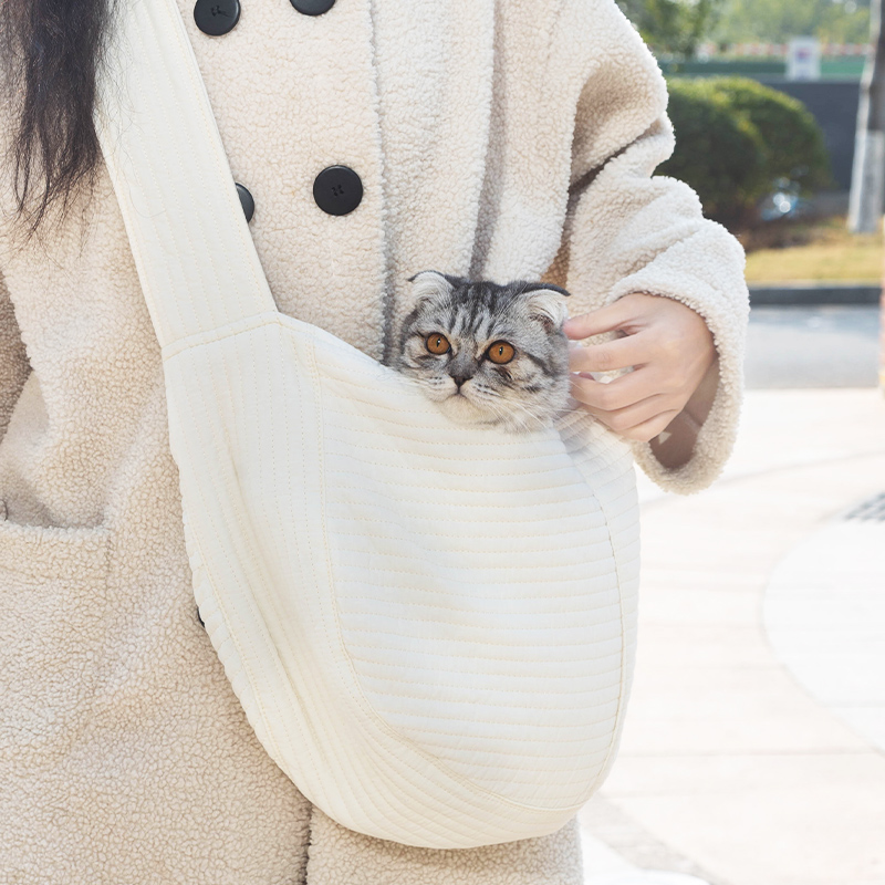 ペット キャリー 猫用やわらか斜め掛けキャット巾着