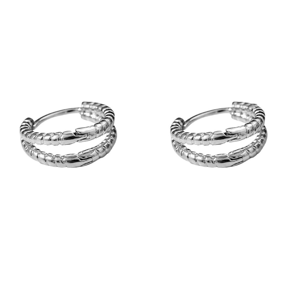 メンズピアス ツイスト模様二重巻きフープリングイヤリング