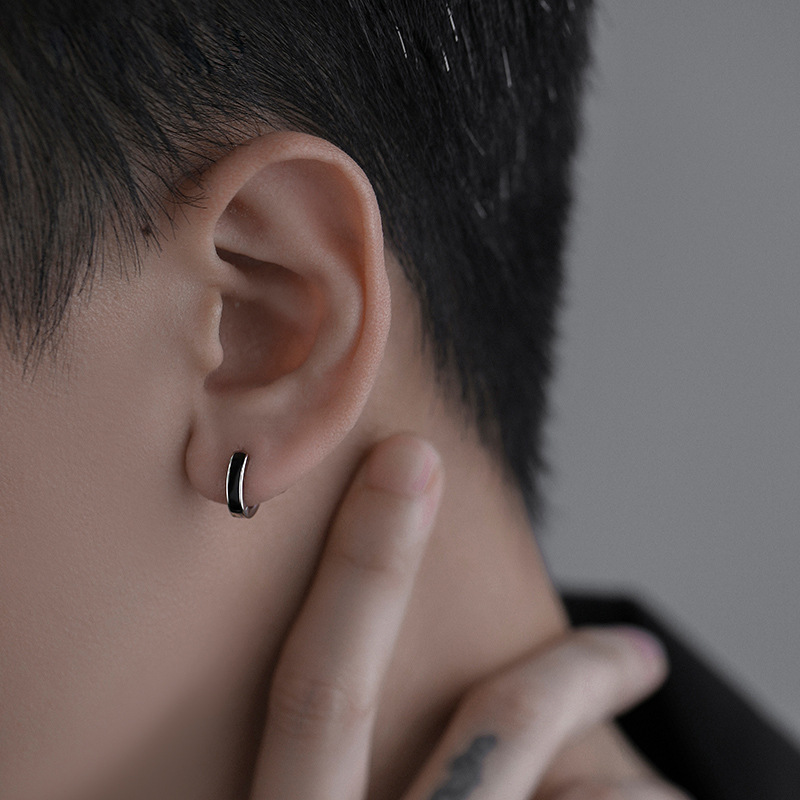 メンズピアス ツートーンバー装飾小振り片耳ピアス