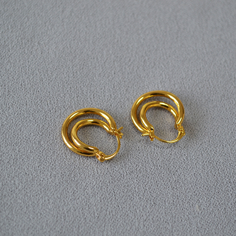 メンズピアス 二重層デザインリングピアス