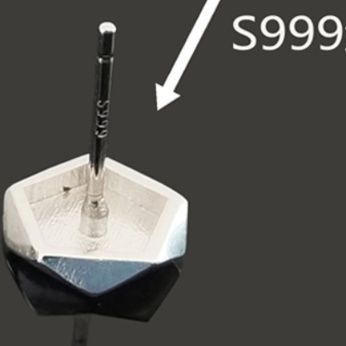 ピアスメンズ 多角形スタッドピアス 純銀製