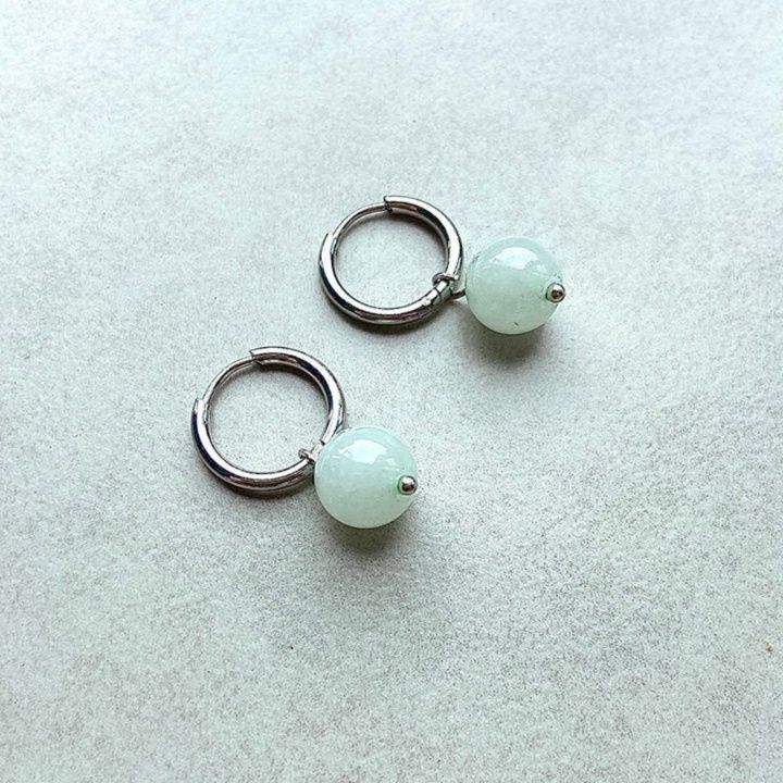 ピアスメンズ 天然石フープドロップピアス