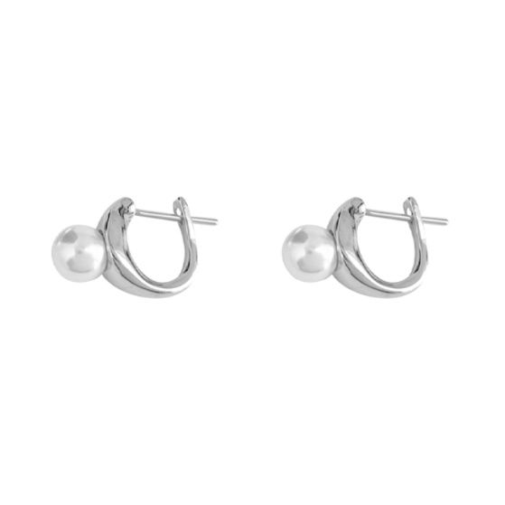 ピアスメンズ パール付きフープピアス