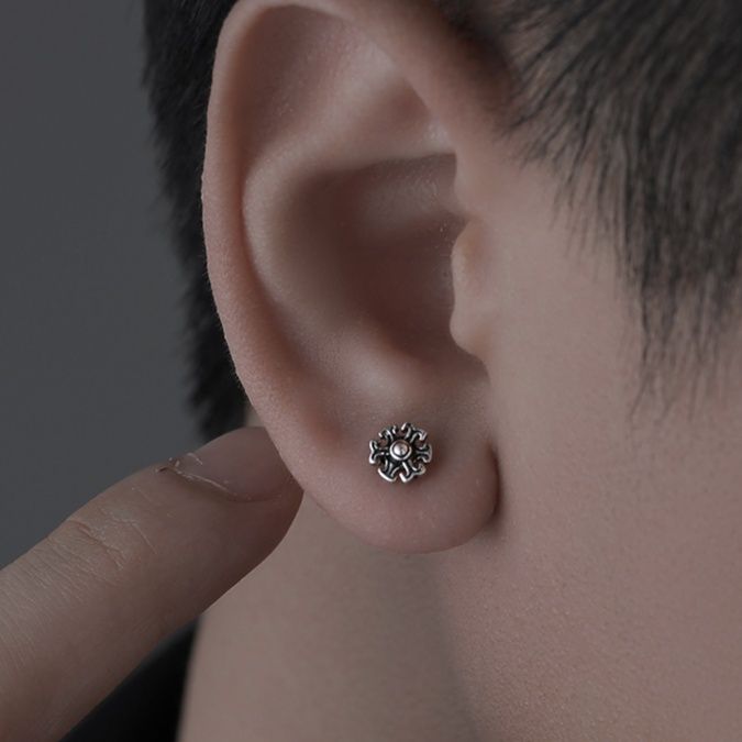 ピアスメンズ 六芒星モチーフ純銀ピアス