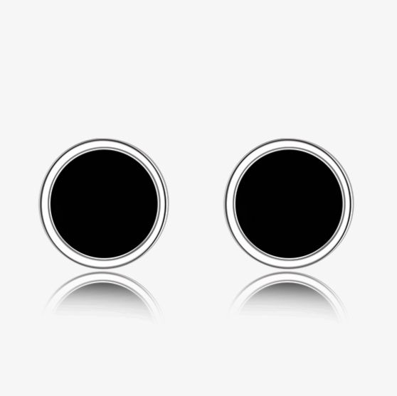 ピアスメンズ 黒曜石風サークルピアス
