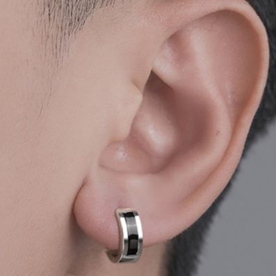 ピアスメンズ モダンコントラストフープピアス