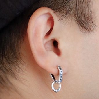 ピアスメンズ 伝統模様の輪環ピアス
