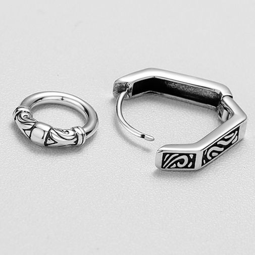 ピアスメンズ 伝統模様の輪環ピアス