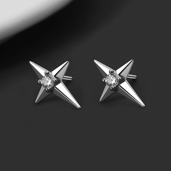 ピアスメンズ 星光交差ピアス