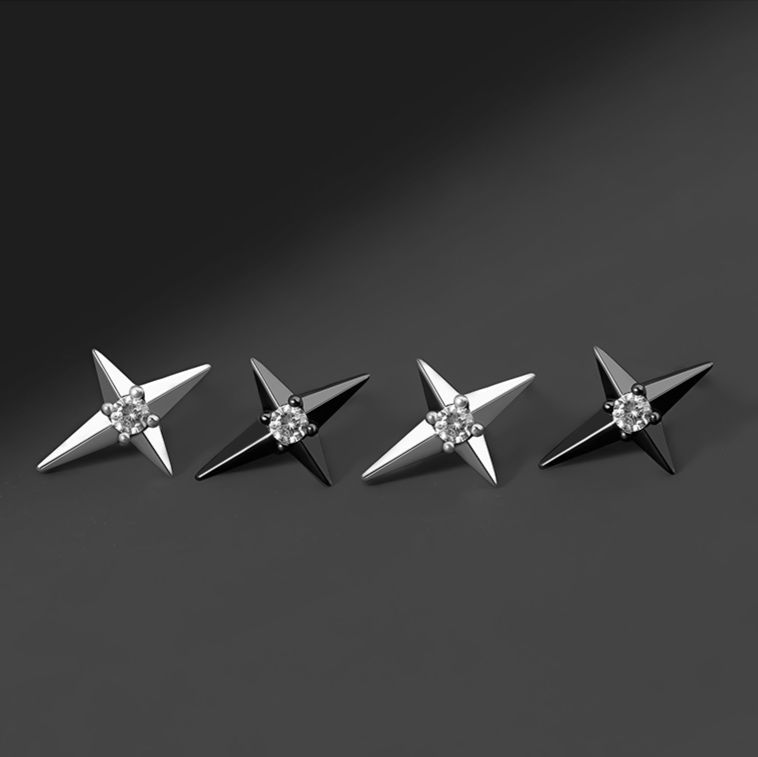 ピアスメンズ 星光交差ピアス