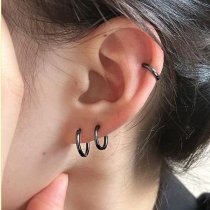 ピアスメンズ シンプル細身フープピアス