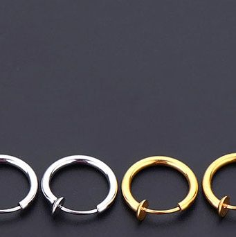 ピアスメンズ シンプル輪ノンホールピアス
