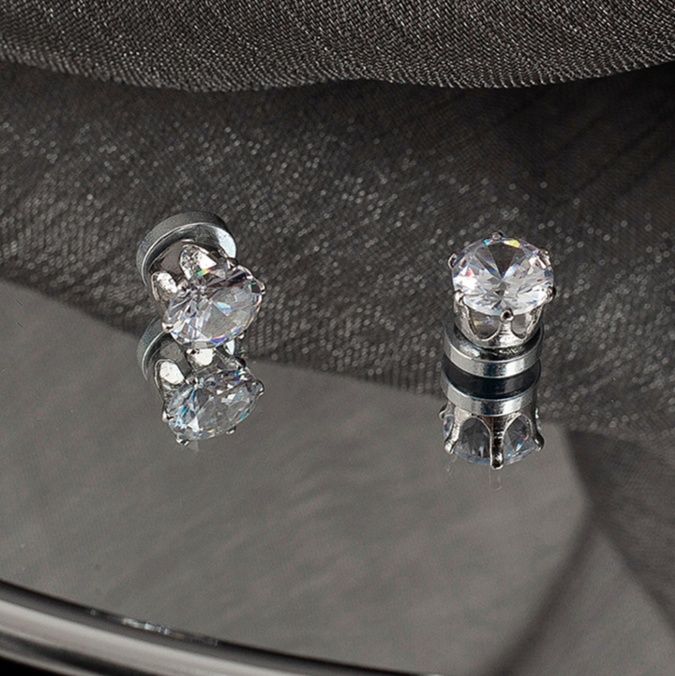 ピアスメンズ シンプル輝石ピアス