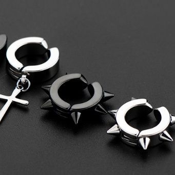 ピアスメンズ 十字架モチーフノンホールピアス