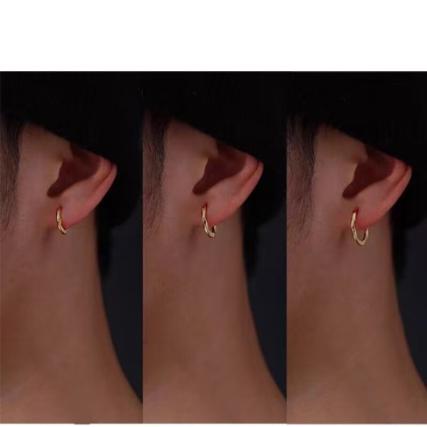 ピアスメンズ ねじりフープピアス