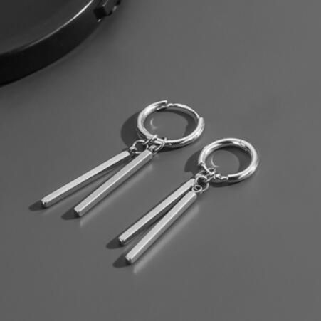 ピアスメンズ シンプルシルバー フープバーピアス カップル兼用