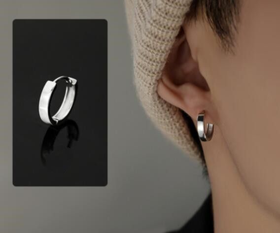 ピアスメンズ メンズ フープピアス リング 星柄 シルバー アクセサリー