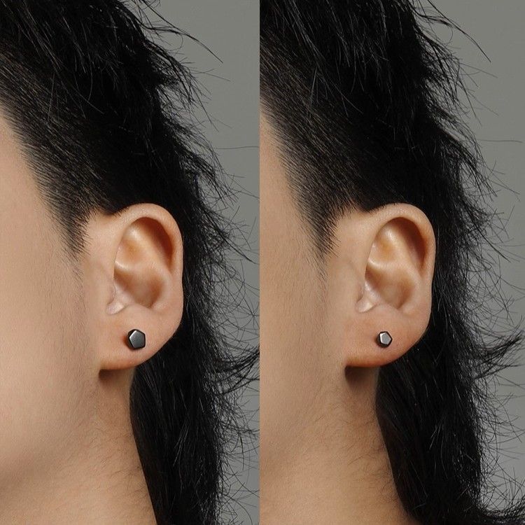 ピアスメンズ 六角形スタッドピアス
