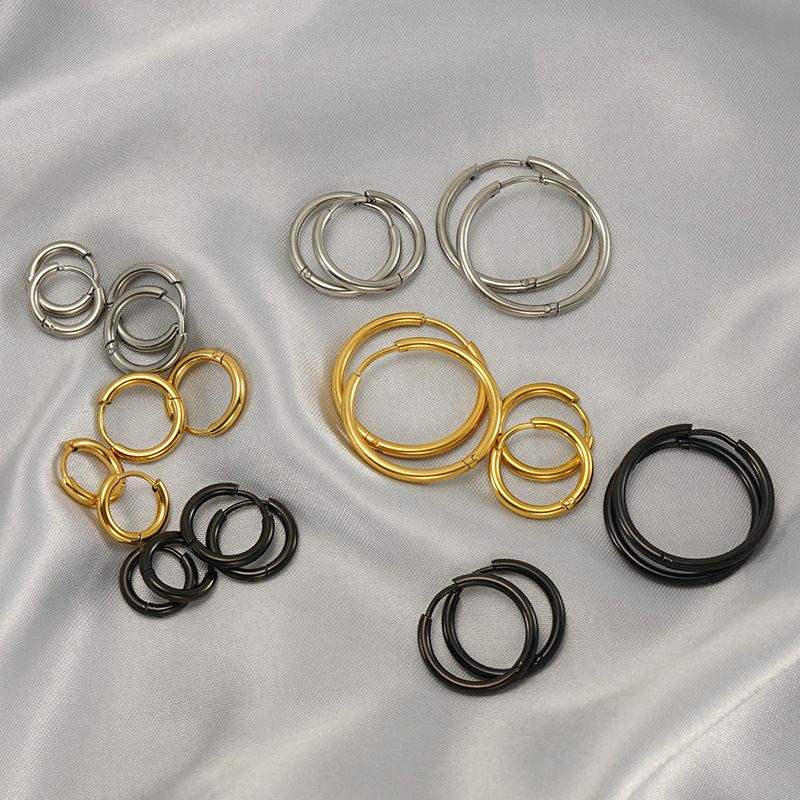 ピアスメンズ シンプル輪フープピアス