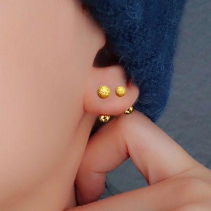 ピアスメンズ 双球デザイン つや消し光沢ミックス スタッドピアス