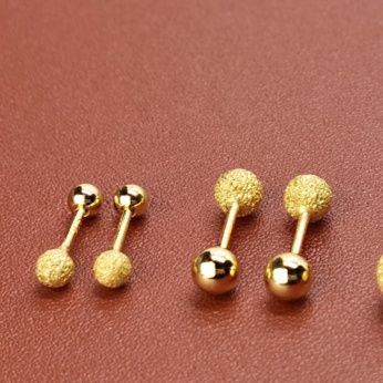 ピアスメンズ 双球デザイン つや消し光沢ミックス スタッドピアス