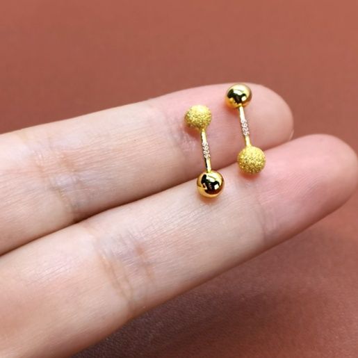 ピアスメンズ 双球デザイン つや消し光沢ミックス スタッドピアス